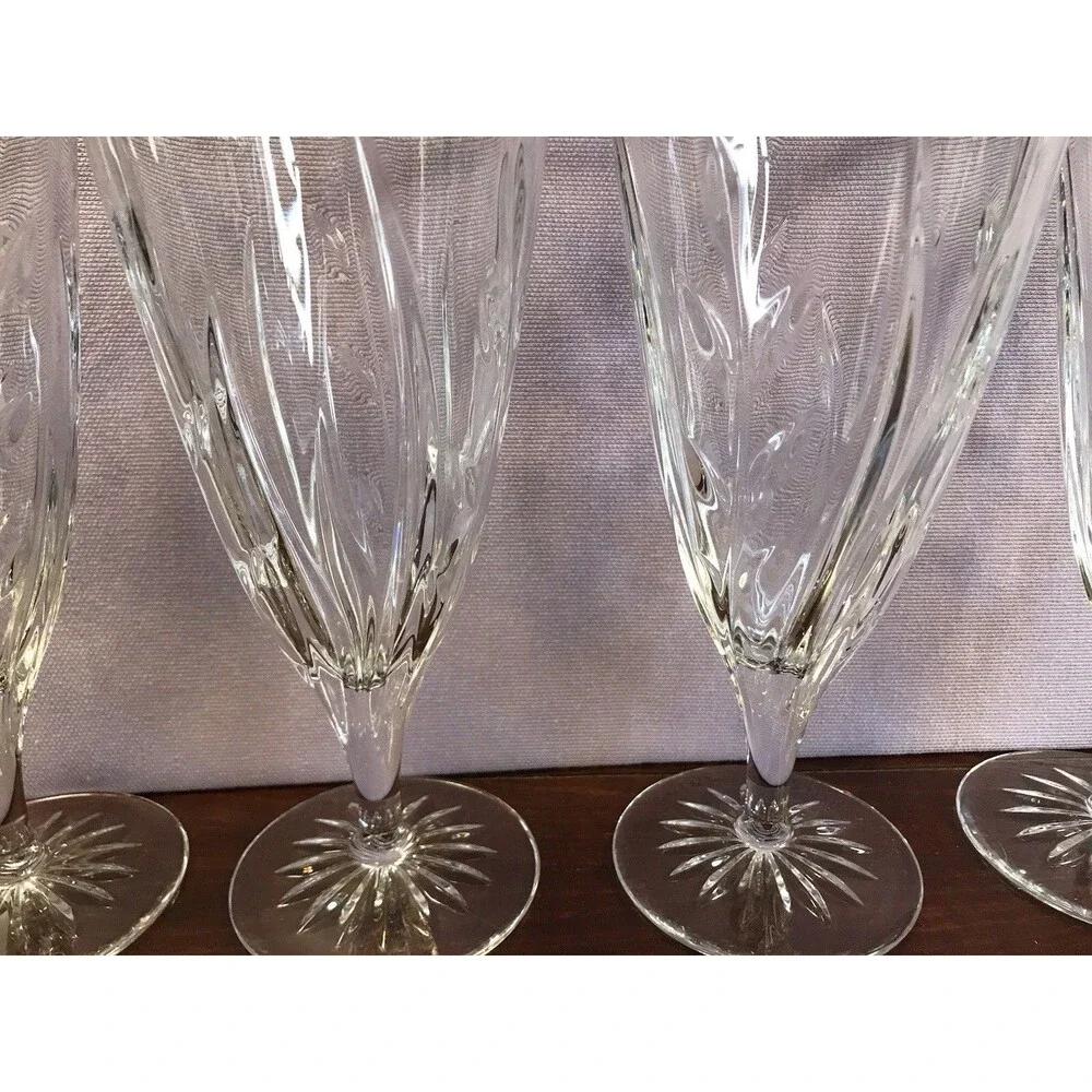 Cristal D'Arques Durand Cassandra Gold Rim Iced Tea 7 7/8 Goblets Set of 4